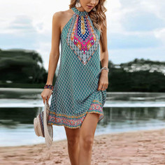 Women's Geo Green Halter Dress product